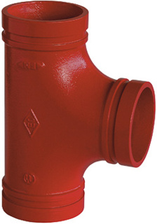 Grooved tee equal red painted Style 65 DN 150/168,3